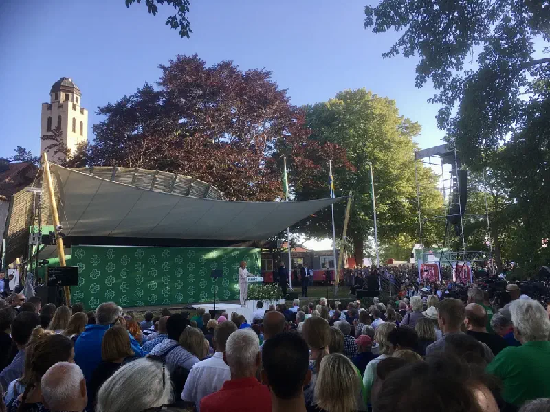 Annie Lööf håller sitt partiledartal i Almedalen den 4 juli 2018