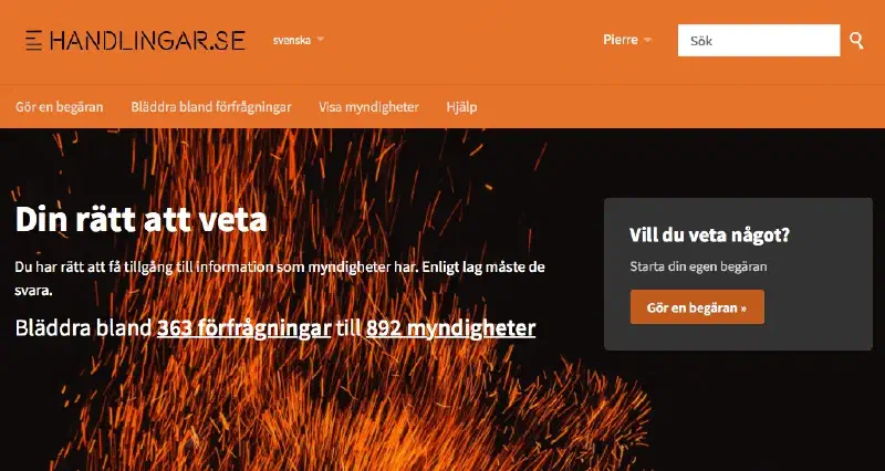 handlingar.se är ett enkelt sätt för dig att begära en handling, men också en bra informationskälla om vilka datamängder den svenska regeringen borde släppa snart
