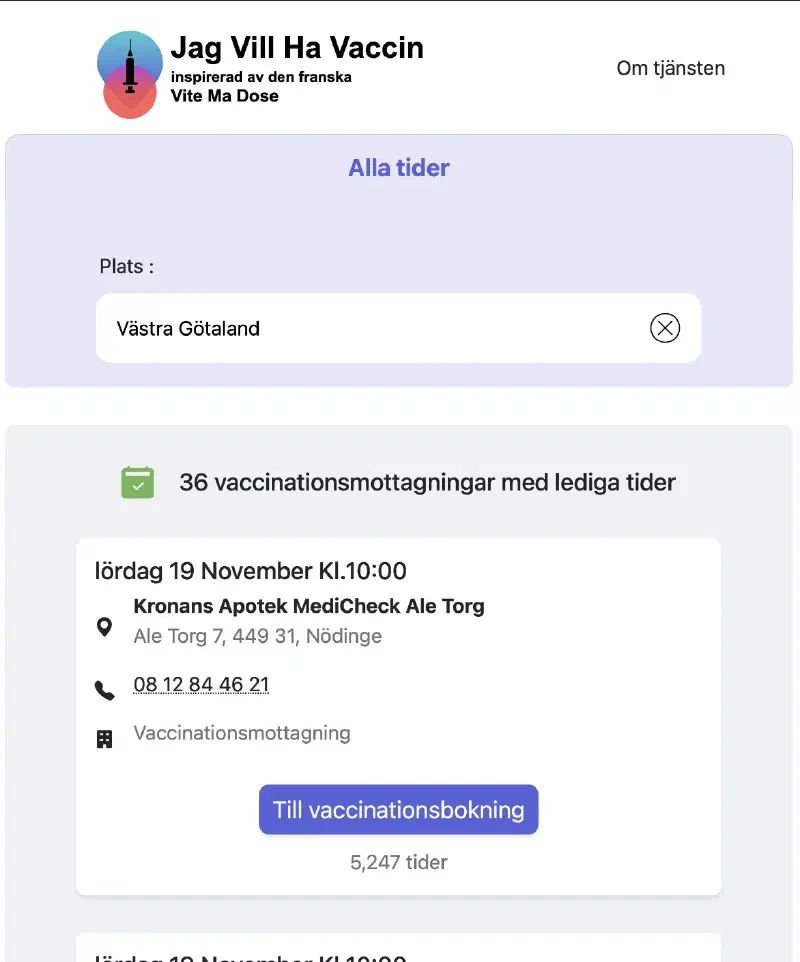 Skärmdump av jagvillhavaccin.nu