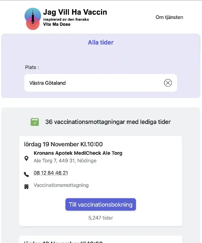 Skärmdump av jagvillhavaccin.nu